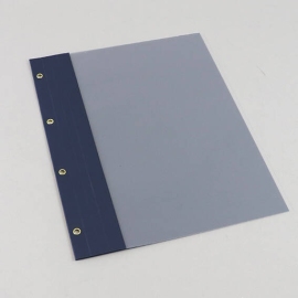 Balance sheet folder A4, 4 eyelets, quick staple, high gloss cardboard dark blue
