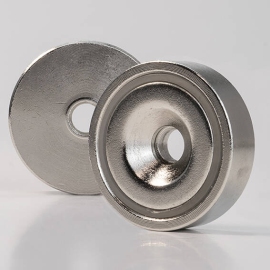 Pot magnet with countersunk borehole, neodymium 