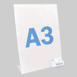 L-stand A3, portrait format, business card holder, acrylic, transparent 