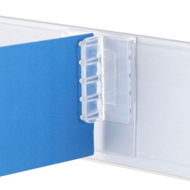 Shelf stopper clip to insert into data strips for unperforated signs 