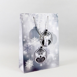 Gift bag Christmas balls, 25 x 35.5 x 8.5 cm, silver 