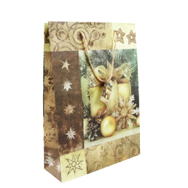 Christmas gift bag, package, 25 x 34.5 x 8.5 cm, gold 