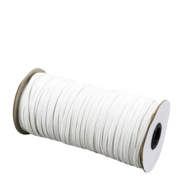 Flat elastic cords on reel, 5 mm, white (reel with 130 m) 