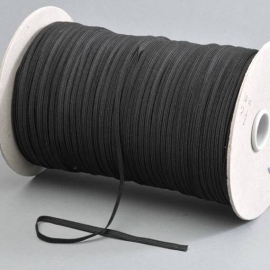 Flat elastic cords on reel, 5 mm, black (reel with 130 m) 