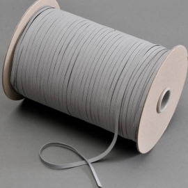 Flat elastic cords on reel, 5 mm, grey (reel with 500 m) 
