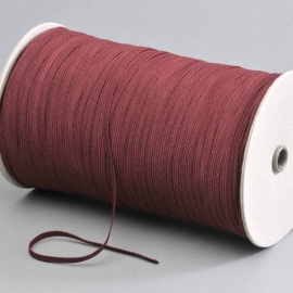 Flat elastic cords on reel, 5 mm, claret (reel with 500 m) 