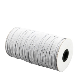 Flat elastic cords on reel, 5-6 mm, grey-white (reel with 100 m) 