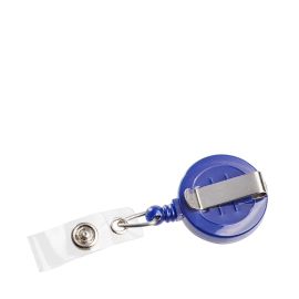 Badge reel, made of plastic blue