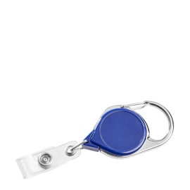Badge yoyo with carabiner and clip, blue 