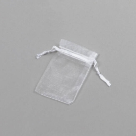 Organza bags with satin ribbon-drawstring white | 50 x 70 mm