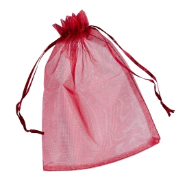 Organza bags with satin ribbon-drawstring dark red | 150 x 200 mm