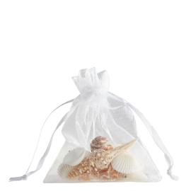 Organza bags with satin ribbon-drawstring white | 75 x 100 mm