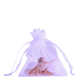 Organza bags with satin ribbon-drawstring purple | 75 x 100 mm