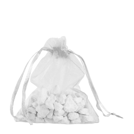 Organza bags with satin ribbon-drawstring white | 100 x 120 mm