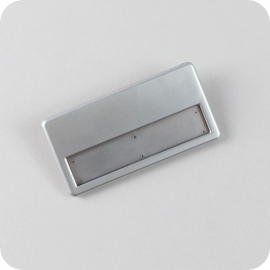 Name badges with magnet and double clip, 70 x 36 mm, silver 