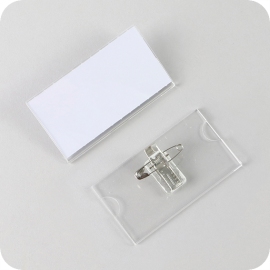 Acrylic name badges with combination clip, 75 x 40 mm 