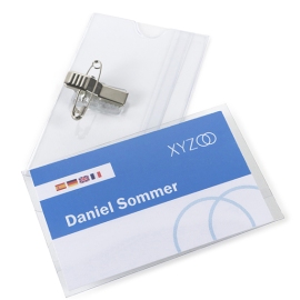 Name badges Urban 60 combi clips (saftey pin & clip) | rigid-PVC