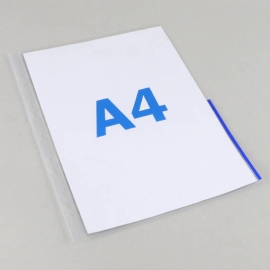 brochure pockets A4, half-sided signal edge, PP-foil blue