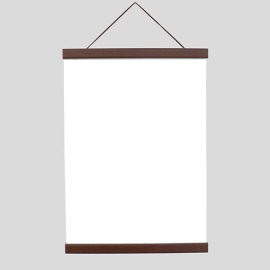 Wooden poster hangers, with suspension cord and magnetic fastening 600 mm | dark brown