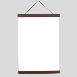 Wooden poster hangers, with suspension cord and magnetic fastening 710 mm | dark brown