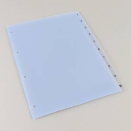 Index A4, numbers 1-10, 4-hole punching, transparent 