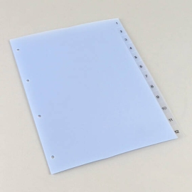 Index A4, numbers 1-12, 4-hole punching, transparent 