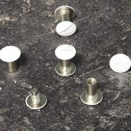 Binding screws, white painted 12 mm