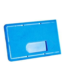 Credit card sleeves hard plastic with thumb slot, blue 