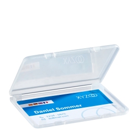 Business card box with lid, transparent, flat version 