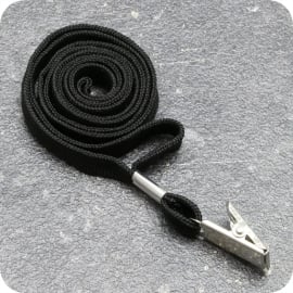 Lanyards, 10 mm wide black | with Bull Dog Clip