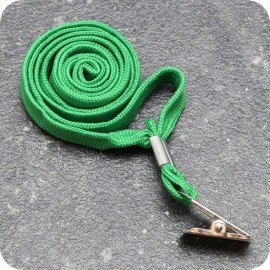 Lanyards, 10 mm wide green | with Bull Dog Clip