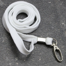 Lanyards, 10 mm wide white | with carabiner clip