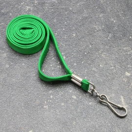 Lanyards, 10 mm wide green | with rotabable metal hook