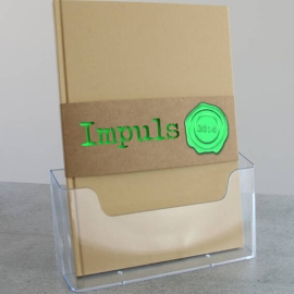Leaflet holder, for inserts A5, 1 compartment, portrait, transparent 