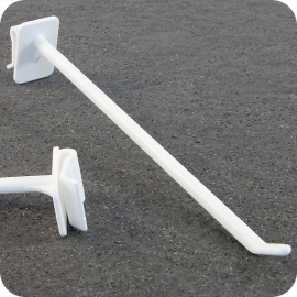 Display hooks with clamping, single plastic prong, white 