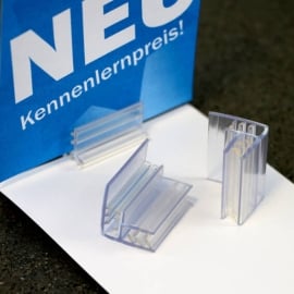 Super grip clip 18 x 25 mm, L-shaped, transparent 