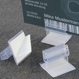 Card holders 25 x 25 mm, flexible, self-adhesive, transparent 