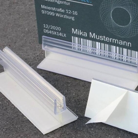 Card holders 75 x 25 mm, flexible, self-adhesive, transparent 