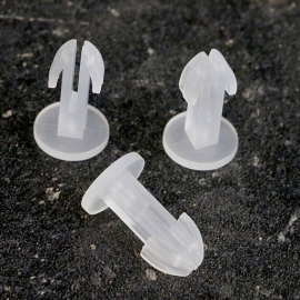 Plug-In Buttons made of plastic, transparent 