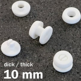 Snap rivets with thick head white | 10 mm