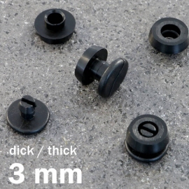 Snap rivets with thick head black | 3 mm