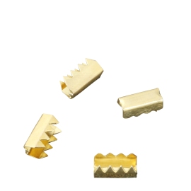 Metal cord clips, 9 x 4.4 x 5.1 mm, brass-plated 