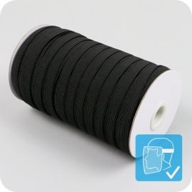 Flat elastic cords on reel, 10 mm, black (Roll with 90 m) 