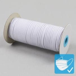 Flat elastic cords on reel, 3 mm, white (reel with 120 m) 