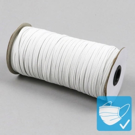 Flat elastic cords on reel, 5 mm, white (reel with 130 m) 