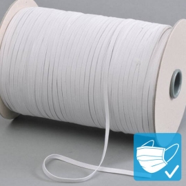 Flat elastic cords on reel, 5 mm, white (reel with 180 m) 