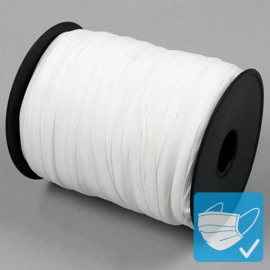 Flat elastic cords on reel, 6 mm, extra soft, white (reel with 200 m) 