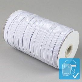 Flat elastic cords on reel, 8 mm, white (reel with 90 m) 