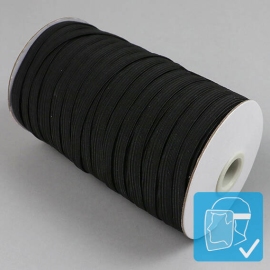 Flat elastic cords on reel, 8 mm, black (reel with 90 m) 