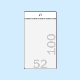 Display pockets for energy label, 52 x 100 mm, hanging edge with round hole 